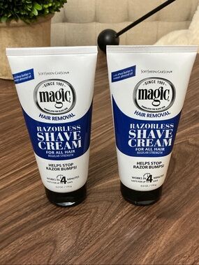 Magic Razorless Shave Cream for Men — Blue and White Tubes